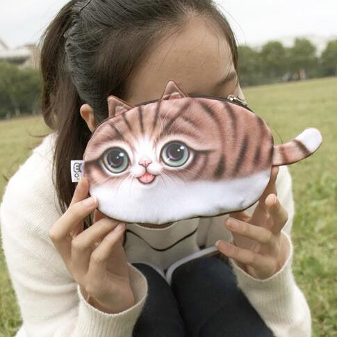 New Cute Cat Face Printed Zipper Coin Purses For Kids Cartoon Wallet Bag Coin Pouch Children Purse Holder Women Coin Wallets