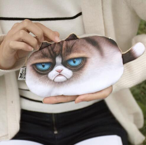 New Cute Cat Face Printed Zipper Coin Purses For Kids Cartoon Wallet Bag Coin Pouch Children Purse Holder Women Coin Wallets