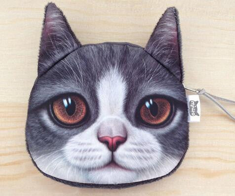 New Cute Cat Face Printed Zipper Coin Purses For Kids Cartoon Wallet Bag Coin Pouch Children Purse Holder Women Coin Wallets