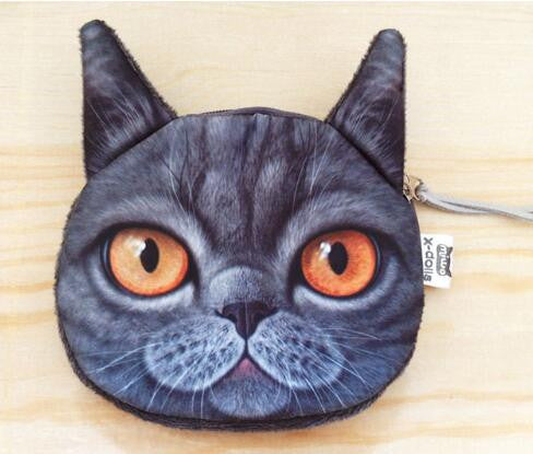 New Cute Cat Face Printed Zipper Coin Purses For Kids Cartoon Wallet Bag Coin Pouch Children Purse Holder Women Coin Wallets