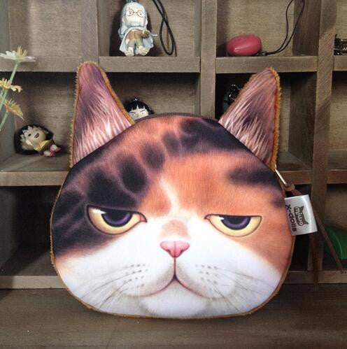 New Cute Cat Face Printed Zipper Coin Purses For Kids Cartoon Wallet Bag Coin Pouch Children Purse Holder Women Coin Wallets