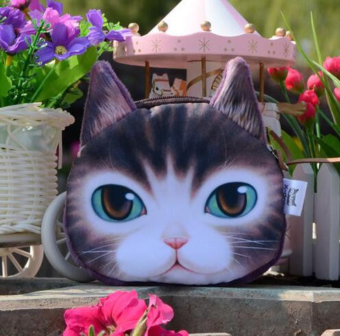 New Cute Cat Face Printed Zipper Coin Purses For Kids Cartoon Wallet Bag Coin Pouch Children Purse Holder Women Coin Wallets