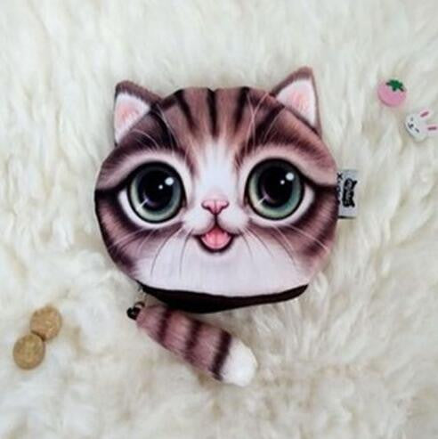 New Cute Cat Face Printed Zipper Coin Purses For Kids Cartoon Wallet Bag Coin Pouch Children Purse Holder Women Coin Wallets