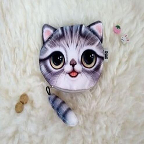 New Cute Cat Face Printed Zipper Coin Purses For Kids Cartoon Wallet Bag Coin Pouch Children Purse Holder Women Coin Wallets