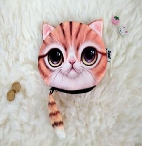 New Cute Cat Face Printed Zipper Coin Purses For Kids Cartoon Wallet Bag Coin Pouch Children Purse Holder Women Coin Wallets