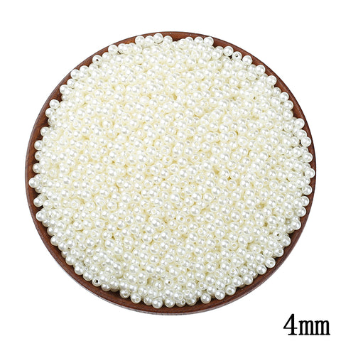 4MM Ivory White Imitation Pearl Beads 1500pcs/lot Wholesale Decoration Ball Round Spacer Loose Hole Beads For DIY Jewelry Making