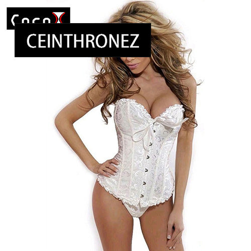 819 Women Sexy Satin Corset Brocade Floral Bustier Top Lace Up Back Lingerie Bodyshaper Shapewear Waist Corsets S~6XL