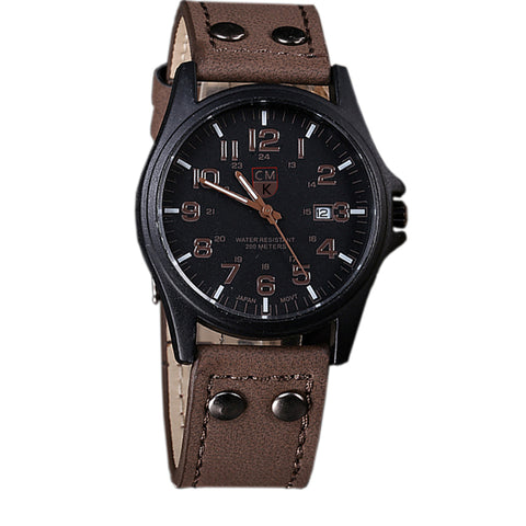 Brand men watch New mans clock Men's Date Leather Strap watches Sport Quartz Military Wristwatch relatio masculine 4 color