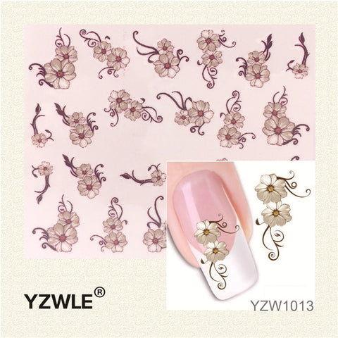 YZWLE 1 Sheet Fashion 3D Design Daisy Flower Watermark Nail Decals, DIY Water Transfer Nail Stickers Manicure Tools