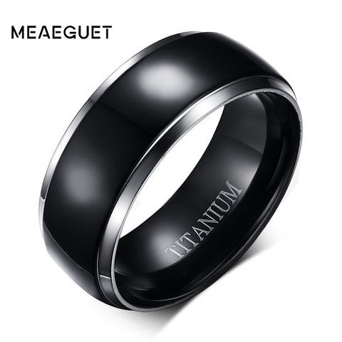 Meaeguet Classic 100% Titanium Wedding Rings For Men Black Rock Punk Rings 8MM Wide Engagement Accessories Anel Jewelry