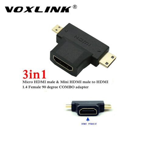 High Speed 3 in1 Micro HDMI male + Mini HDMI male to HDMI 1.4 Female Cable Adapter Converter for HDTV 1080P HDMI Cables COMBO