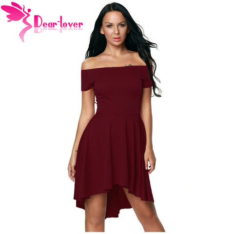 Dear Lover Elegant Women 2017 for Party Dresses Sexy Off Shoulder Burgundy All The Rage Skater Dress Vestidos de Festa LC61346