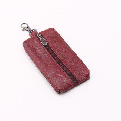 Genuine Leather Key Holder Car Key Wallets Men Keys Organizer Housekeeper Women Keychain Covers Zipper Key Case Bag Pouch Purse