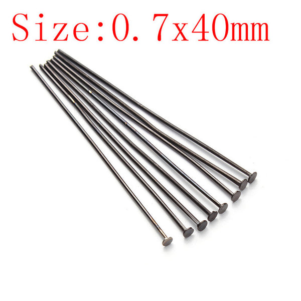 200pcs/bag 40 50 mm Flat Head Pins Dia 0.7mm Gold/Silver/Rhodium/Copper/Bronze Head Pins For Jewelry Making Accessories F118