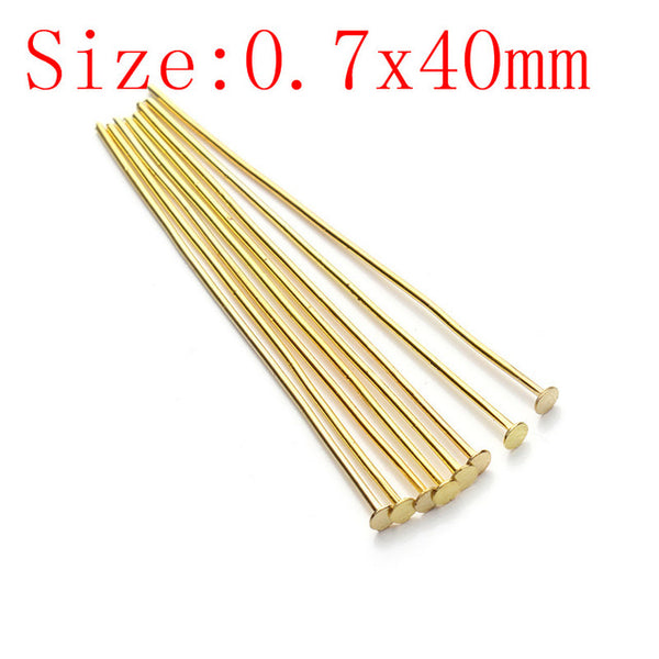 200pcs/bag 40 50 mm Flat Head Pins Dia 0.7mm Gold/Silver/Rhodium/Copper/Bronze Head Pins For Jewelry Making Accessories F118