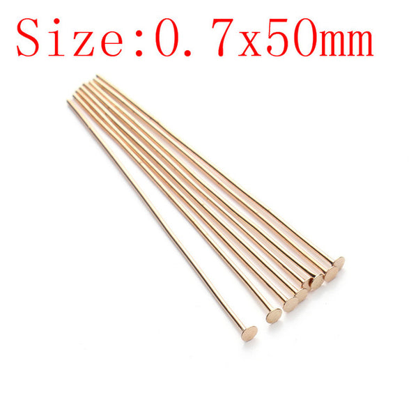 200pcs/bag 40 50 mm Flat Head Pins Dia 0.7mm Gold/Silver/Rhodium/Copper/Bronze Head Pins For Jewelry Making Accessories F118