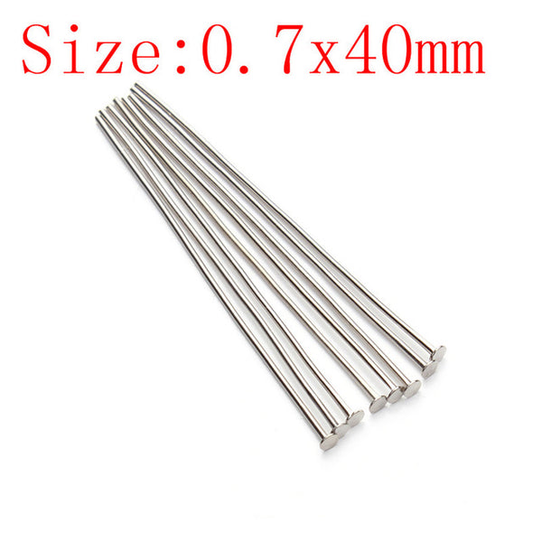 200pcs/bag 40 50 mm Flat Head Pins Dia 0.7mm Gold/Silver/Rhodium/Copper/Bronze Head Pins For Jewelry Making Accessories F118