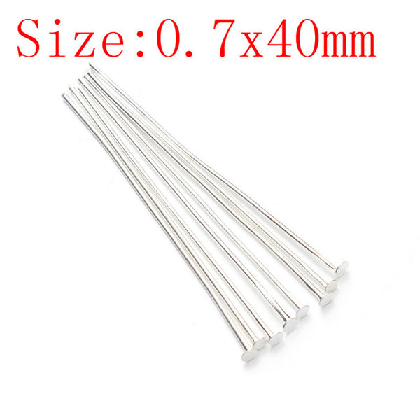 200pcs/bag 40 50 mm Flat Head Pins Dia 0.7mm Gold/Silver/Rhodium/Copper/Bronze Head Pins For Jewelry Making Accessories F118