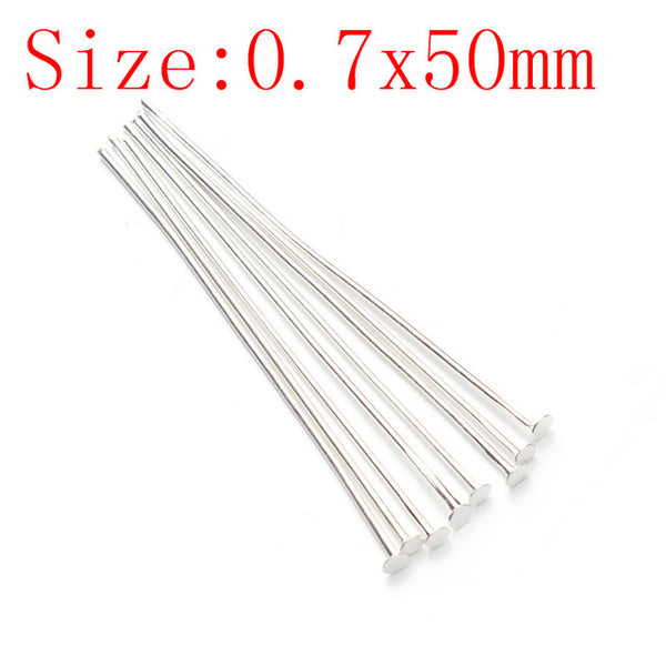 200pcs/bag 40 50 mm Flat Head Pins Dia 0.7mm Gold/Silver/Rhodium/Copper/Bronze Head Pins For Jewelry Making Accessories F118