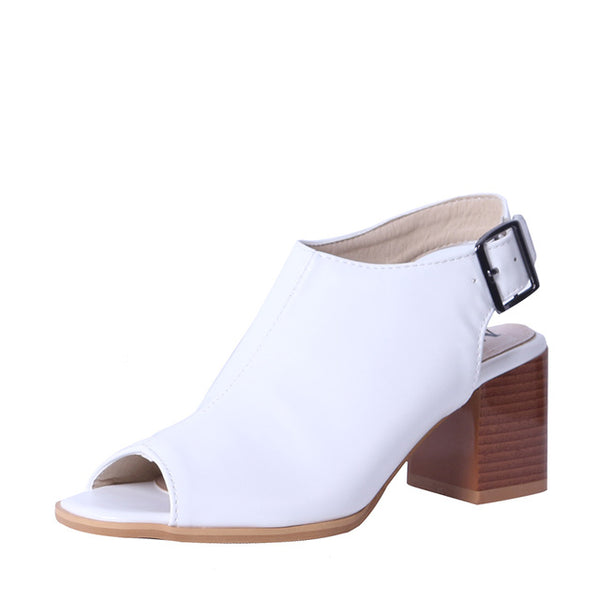 MCCKLE Woman Fashion High Heels Sandals Ladies Peep Toe Slingbacks Buckle Strap Comfort Solid Shoes Female Plus Size34-43