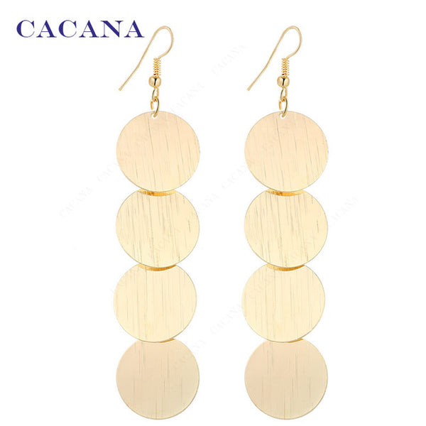 CACANA  Dangle Long Earrings For Women Beautiful Round With Twill Bijouterie Hot Sale No.A626A627