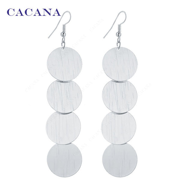 CACANA  Dangle Long Earrings For Women Beautiful Round With Twill Bijouterie Hot Sale No.A626A627