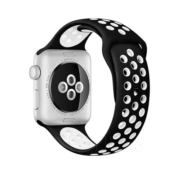 Brand Silicon Sports Band Strap for Apple Watch 38/42mm 1:1 Original Black/Volt Black/Gray Silver iwatch watchbands FOHUAS
