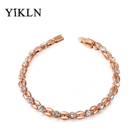 YiKLN Rose Gold Color Inlay Cubic Zirconia Wheat-shaped Bracelets & Bangles Jewelry Austrian Crystal Bracelet L2060802490