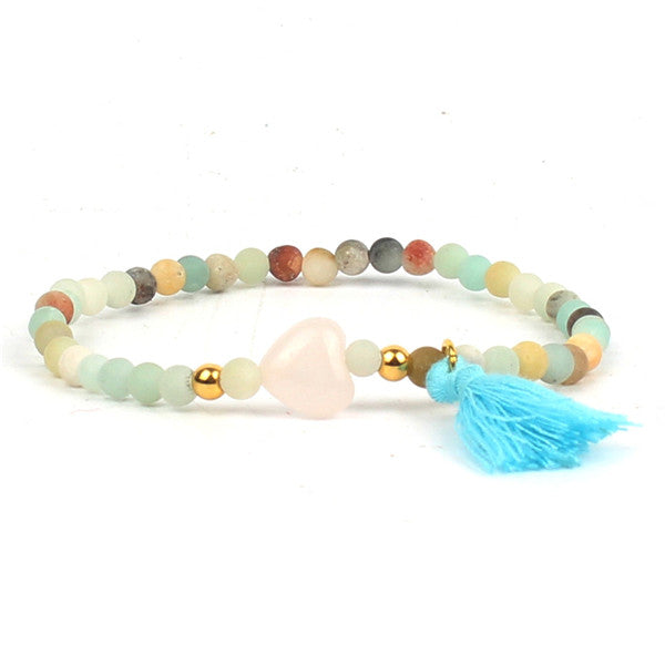 Shinus Bracelet Chakra Bracelets Women Boho Tassel Jewelry Natural Stone Beads Bohemian Handmade Love Heart Meditation Healing