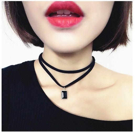 Fashion Torques Geometric Square Rhinestone Pendants Necklace Multilayer Necklace Maxi Statement Chokers Necklace Women Jewelry
