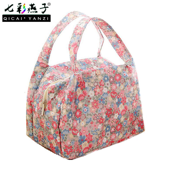 QICAI.YANZI 2017 New Lunch Bags Pouch Storage Box Flowers Insulated Thermal Cooler Bag Picnic Tote Bolsa Termica Lancheira N563