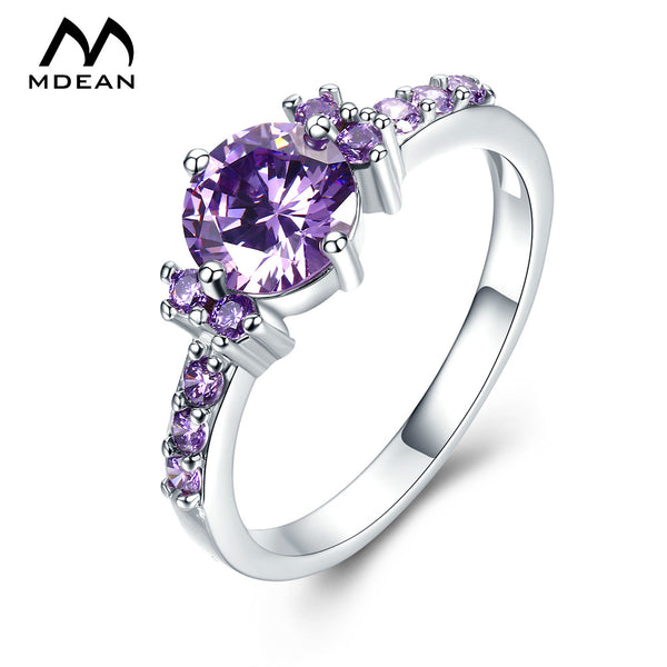MDEAN White Gold Color Rings For Women Purple   AAA Zircon Jewelry Engagement   Wedding Size 5 6 7 8 9 10 11 12  MSR199