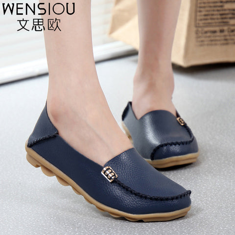 Fashion women casual shoes spring women Flats solid color loafers mother leather shoes Slip on female flats ladies 2017 SRT432