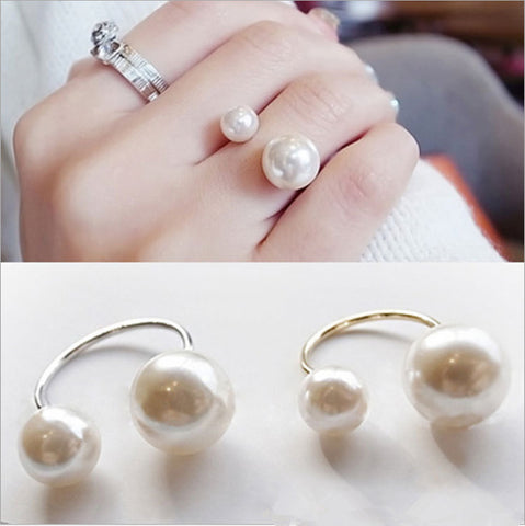 1pcs Hot Fashion Street Shoot Accessories Imitation Pearl Size Adjustable Ring Opening Women Jewelry Gifts Free Shipping
