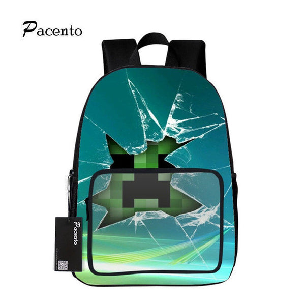 16 Inch MineCraft Colorful Backpack Boy Cartoon School Bags Orthopedic Backpack School Bags for Boys and Girl Mochila Sac A Dos