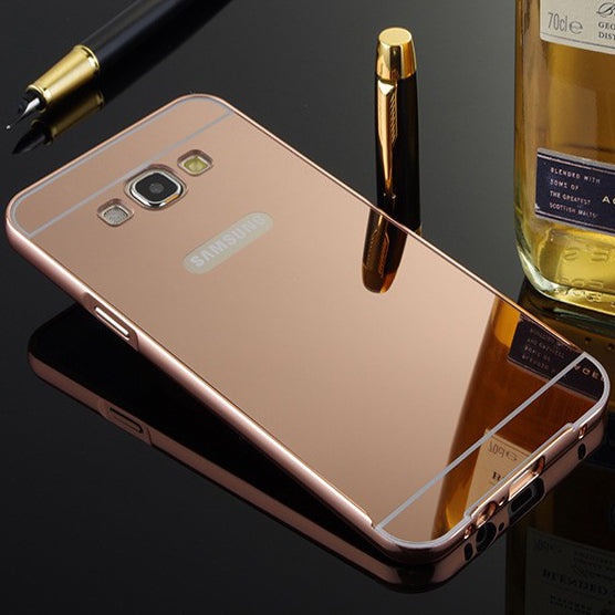 For Samsung Galaxy S3 S4 S5 G530 A3 A5 A7 J3 J5 J7 Grand Prime Plating Aluminum Frame+Mirror Cover Phone Case For Samsung C5 C7