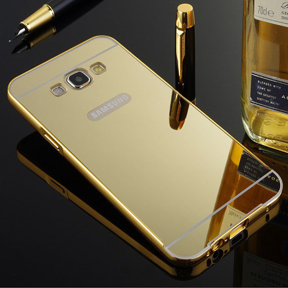 For Samsung Galaxy S3 S4 S5 G530 A3 A5 A7 J3 J5 J7 Grand Prime Plating Aluminum Frame+Mirror Cover Phone Case For Samsung C5 C7