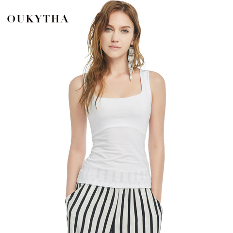 Oukytha 2017 Summer Sexy Low-cut Basic T-shirts Tank Top Solid Cotton Self-cultivati Sleeveless Camisole Tops Women's Vest 2090