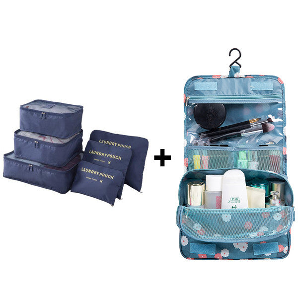 6pcs/set Nylon packing cube large capacity double zipper Waterproof bag Luggage Clothes Tidy Organizer Nylon Folding Bag