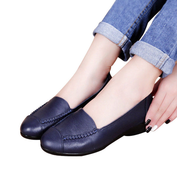 MUYANG MIE MIE Spring And Autumn Women Flats 2017 Fashion Genuine Leather Flat Shoes Woman Soft Casual Loafers Women Shoes