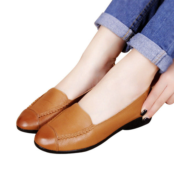 MUYANG MIE MIE Spring And Autumn Women Flats 2017 Fashion Genuine Leather Flat Shoes Woman Soft Casual Loafers Women Shoes