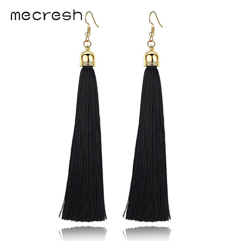 Mecresh 5 Colors Fiber Long Tassel Earrings Fashion Jewelry 2017 Bohemian Pendantes Femmes Ethniques Earrings for Women EH422