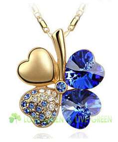 free shipping charms women accessories quality Austrian Crystal lover 4 four Leaf Leaves Clover necklace pendant fashion jewelry
