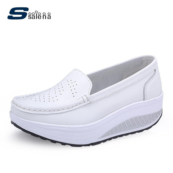 Women leather shoes female wholesale flats shoes girl casual comfort low heels flat loafers nurse shoes