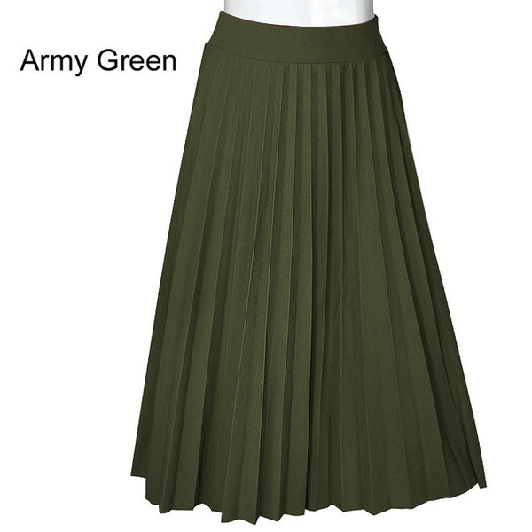 Skirts Women Spring Autumn Summer Style Women's High Waist Pleated Fashion Solid Girl Half Length Skirt Breathble Ankle Length