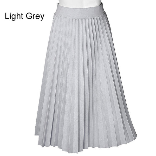 Skirts Women Spring Autumn Summer Style Women's High Waist Pleated Fashion Solid Girl Half Length Skirt Breathble Ankle Length