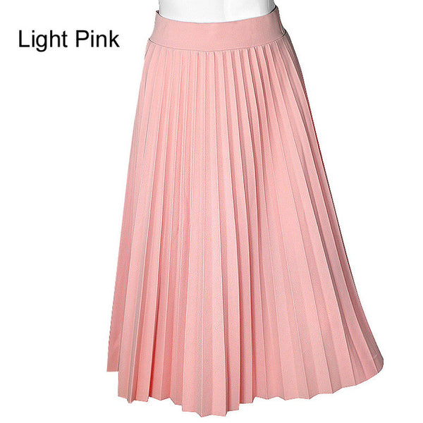 Skirts Women Spring Autumn Summer Style Women's High Waist Pleated Fashion Solid Girl Half Length Skirt Breathble Ankle Length