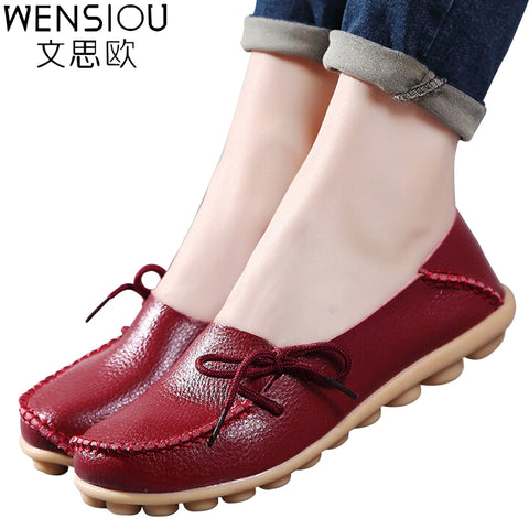 Large size leather Women shoes flats mother shoes girls lace-up fashion casual shoes comfortable breathable women flats SDC179