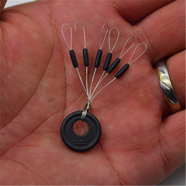 60 Pcs/set Black Rubber Oval Stopper Fishing Bobber Float Space bean Stopper Folat Line Stoppers Bobber Stops