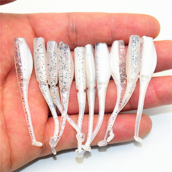 New 20 pcs/lot Soft Bait 60mm 1.2g Fishing Shad Soft Worm Swimbaits Jig Head Soft Lure Bass Fishing Bait Fishing Lures FA-253